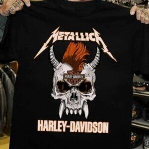 Harley-Davidson Metallica Motorcycle Skull Art Rock Unisex Fan Gift T-Shirt